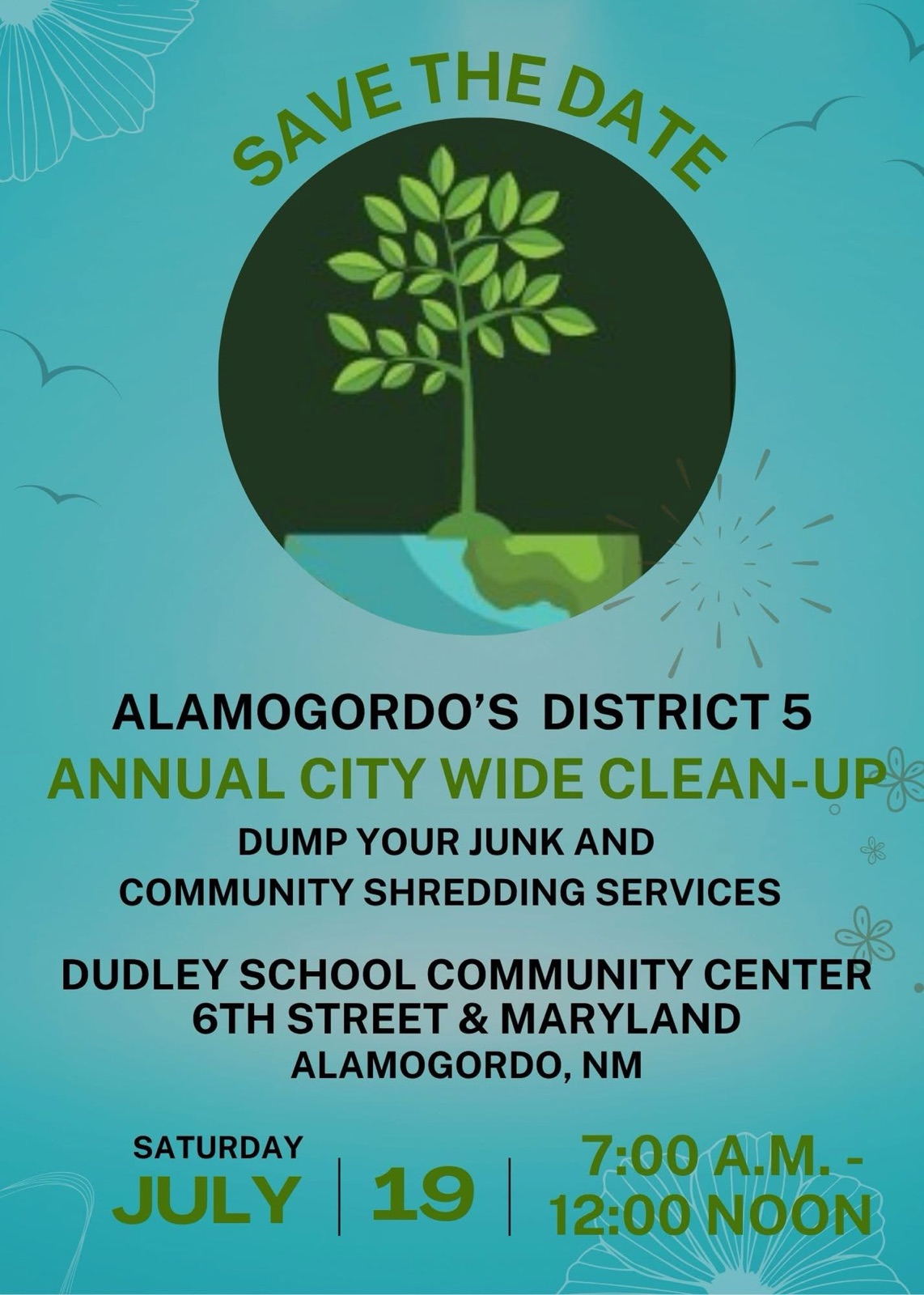 Save the Date July 19th, 2025 Alamogordo Citywide Community Cleanup