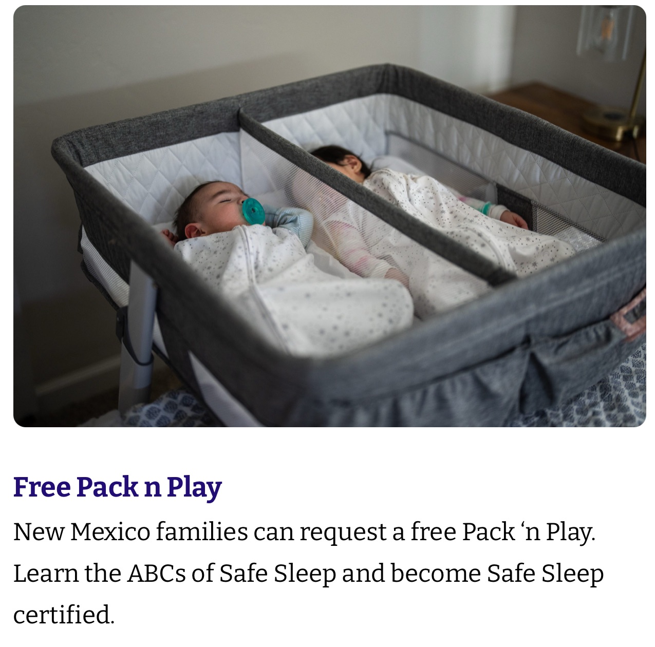 Safe Sleep Campaign includes Free Pack ‘n Play Cribs
