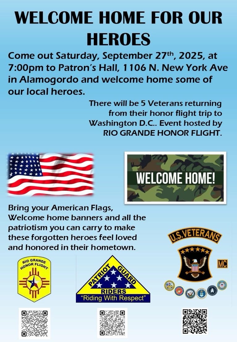 Alamogordo Rallies for Heroes Welcome: Honor Flight Returns September 27th, 2025