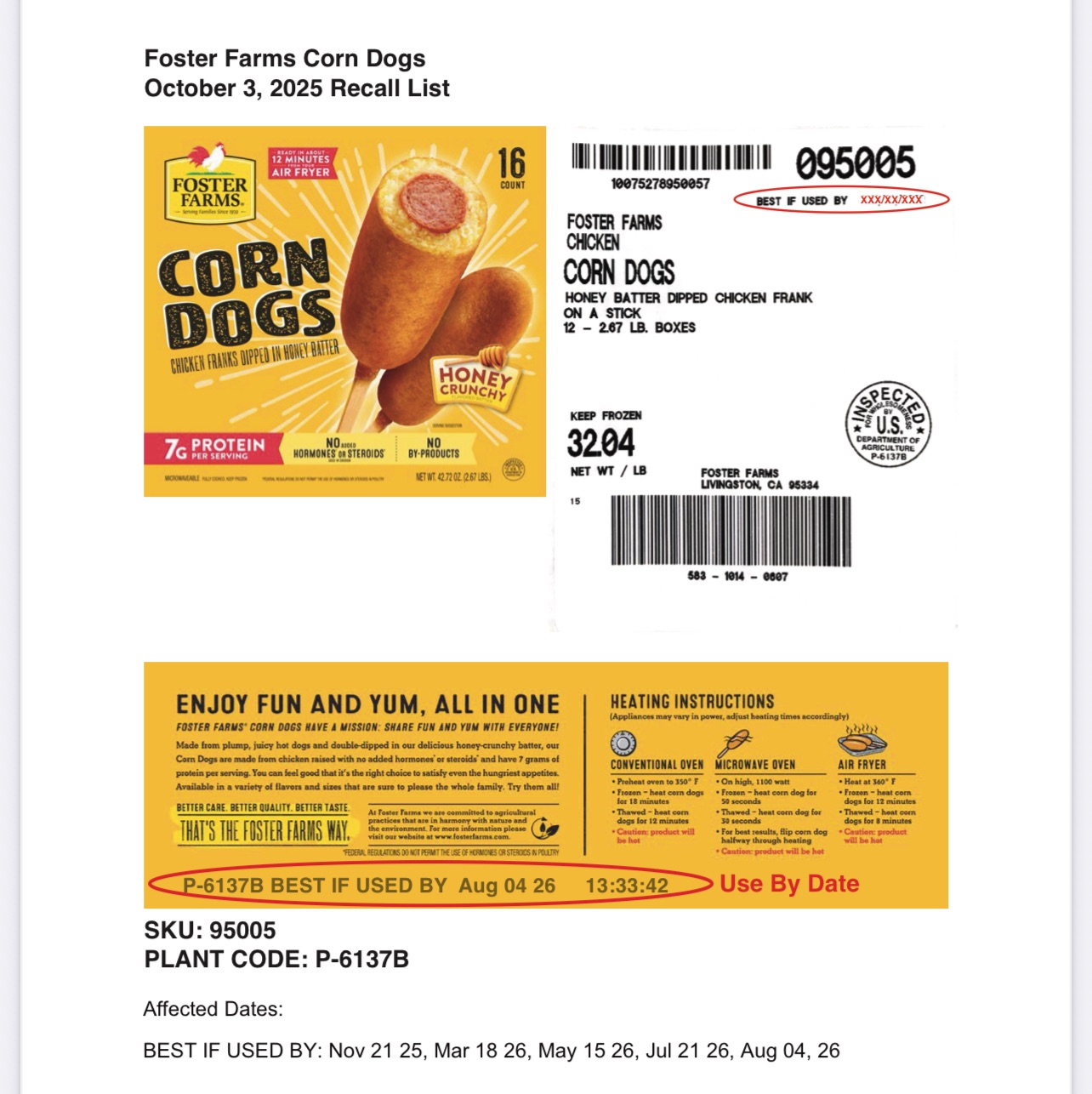 Consumer Alert: Foster Farms Recalls Chicken Corn Dogs Over Contamination Risk