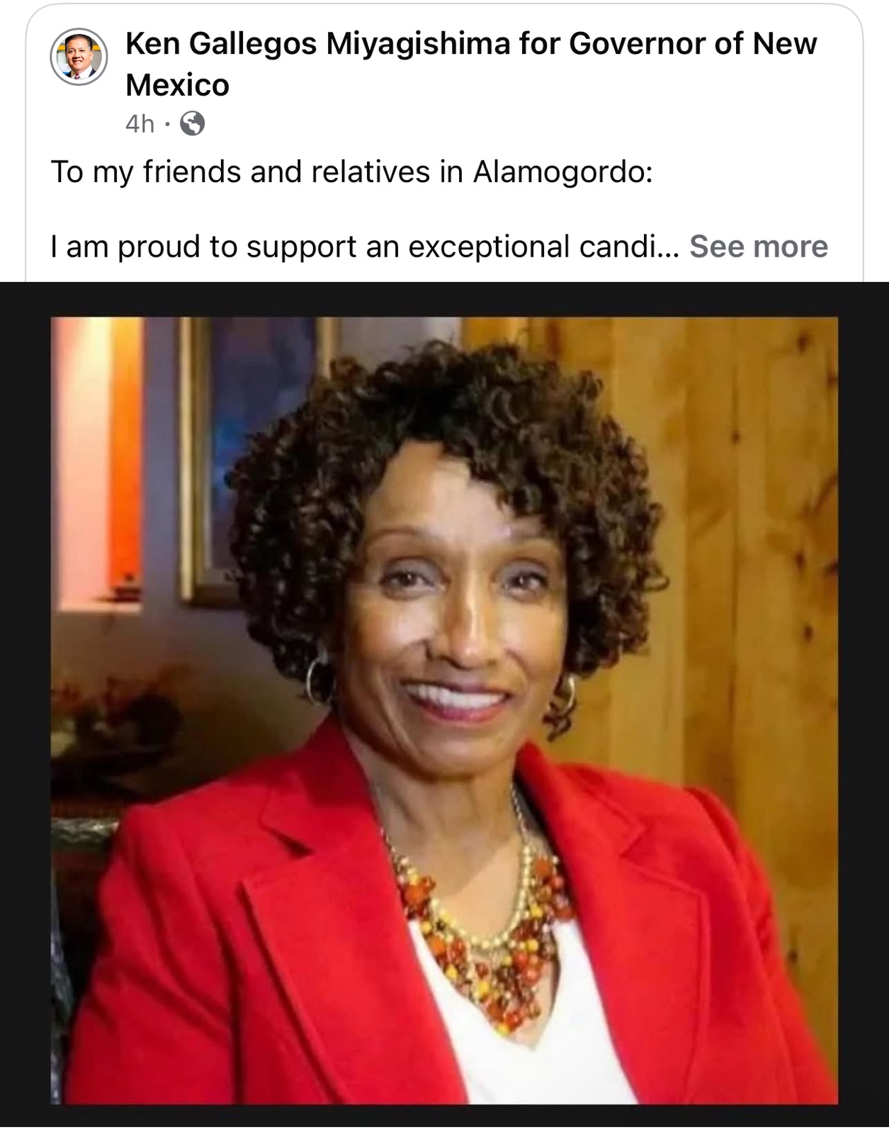 Gubernatorial Candidate Ken Gallegos Miyagishima Endorsed Sharon McDonald for Mayor of Alamogordo