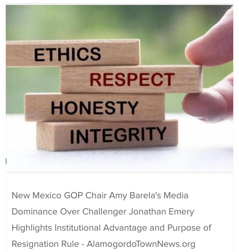 New Mexico GOP Chair Amy Barela’s Media Dominance Over Challenger Jonathan Emery Highlights Institutional Advantage and Purpose of Resignation Rule