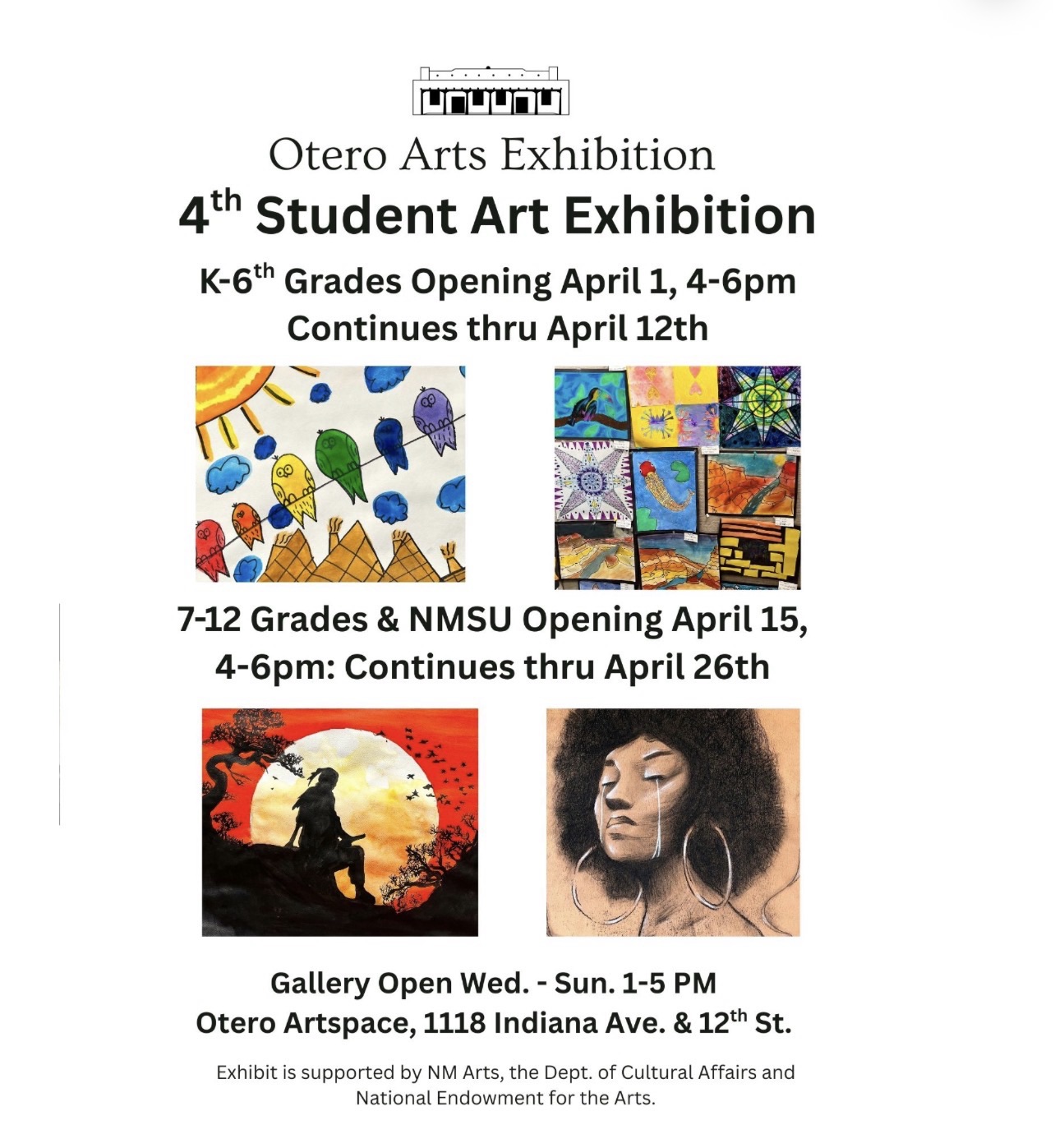 Otero Arts 4th Student Art Exhibition Opens This April with Separate Shows for K-6 and 7-12 Students at Otero Artspace