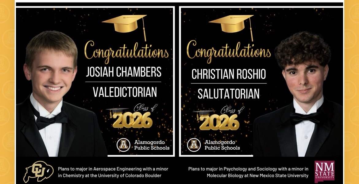 Alamogordo High School Celebrates the Class of 2026: Josiah Chambers Named Valedictorian, Christian Roshio Salutatorian