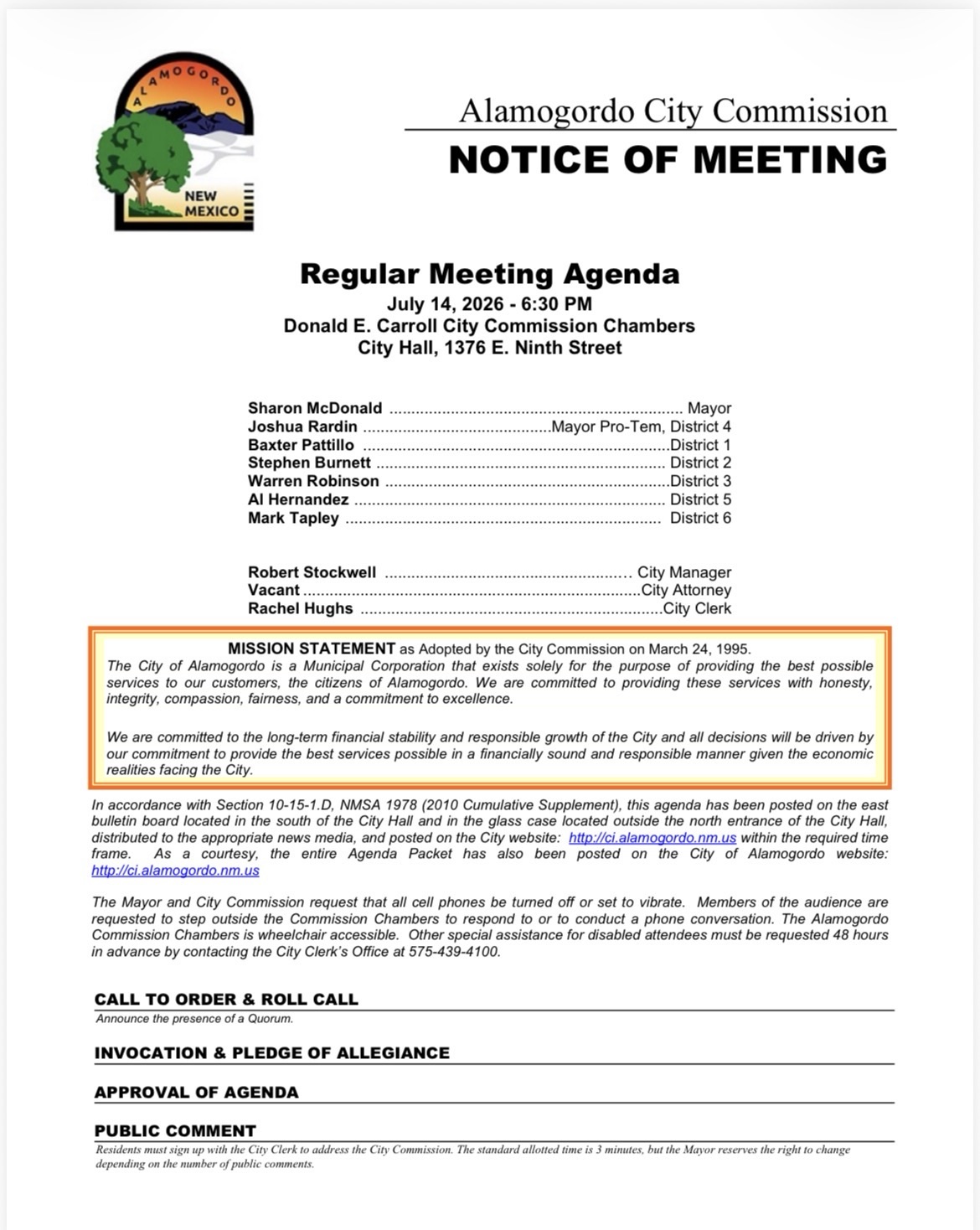 Alamogordo City Commission to Consider Subdivision Overhaul, Airport Fee Hikes at Tuesday Meeting