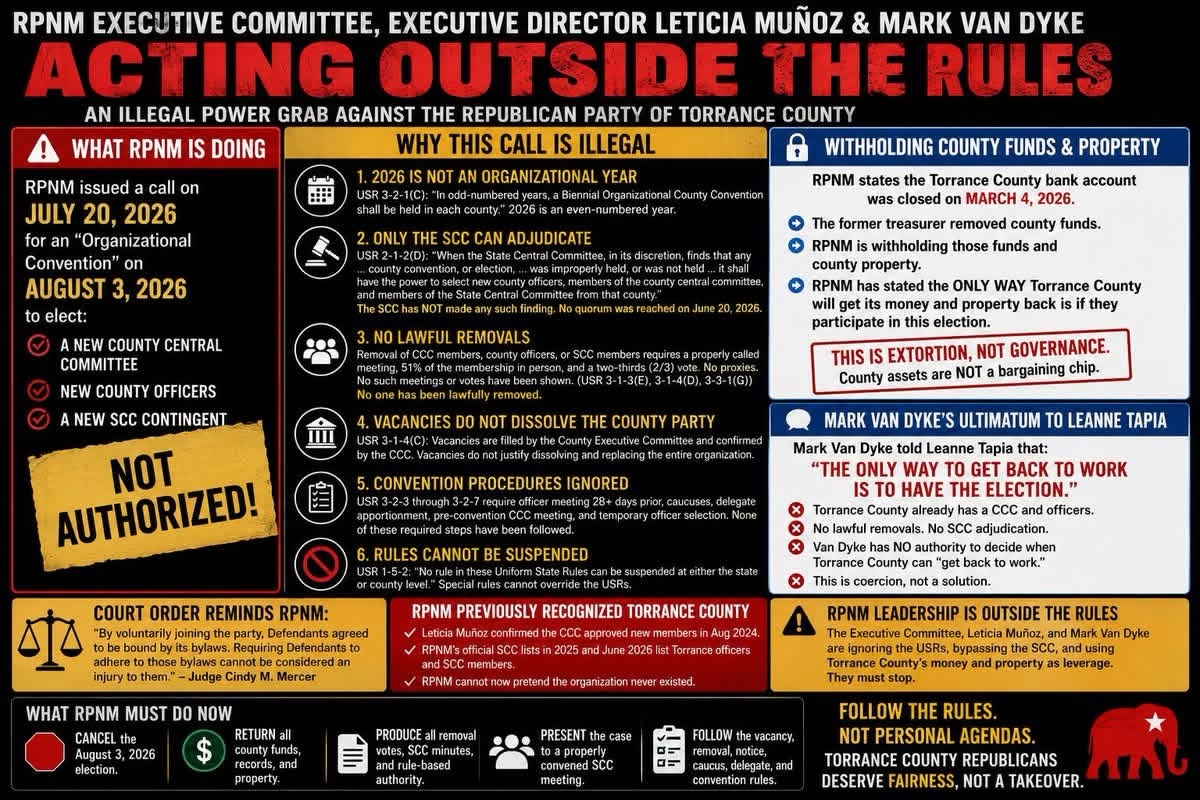 RPNM Must Stop the Torrance County Reorganization Until It Follows Its Own Rules by Gary Person