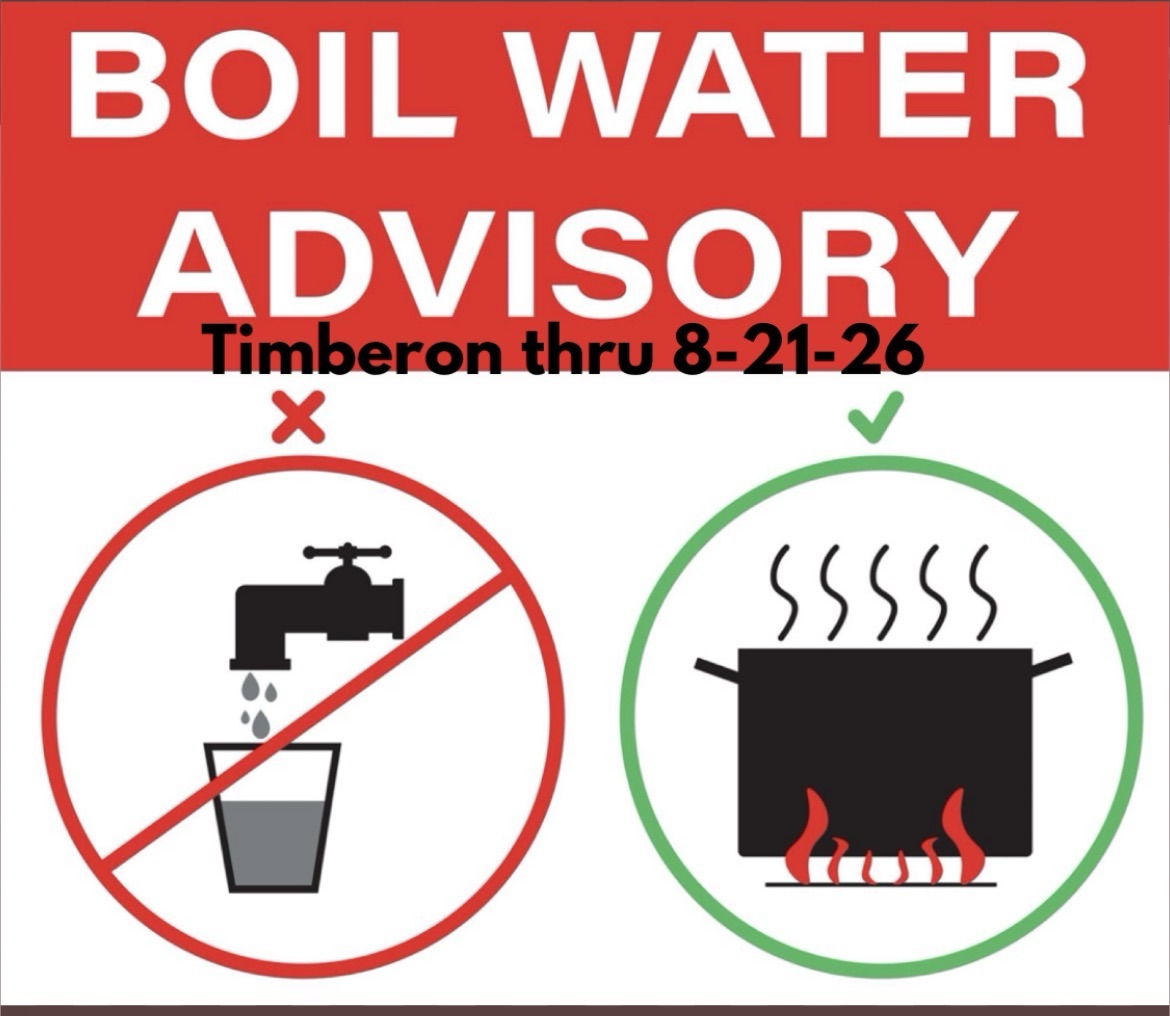 TIMBERON PRECAUTIONARY BOIL WATER ADVISORY Continues thru 8-21-26