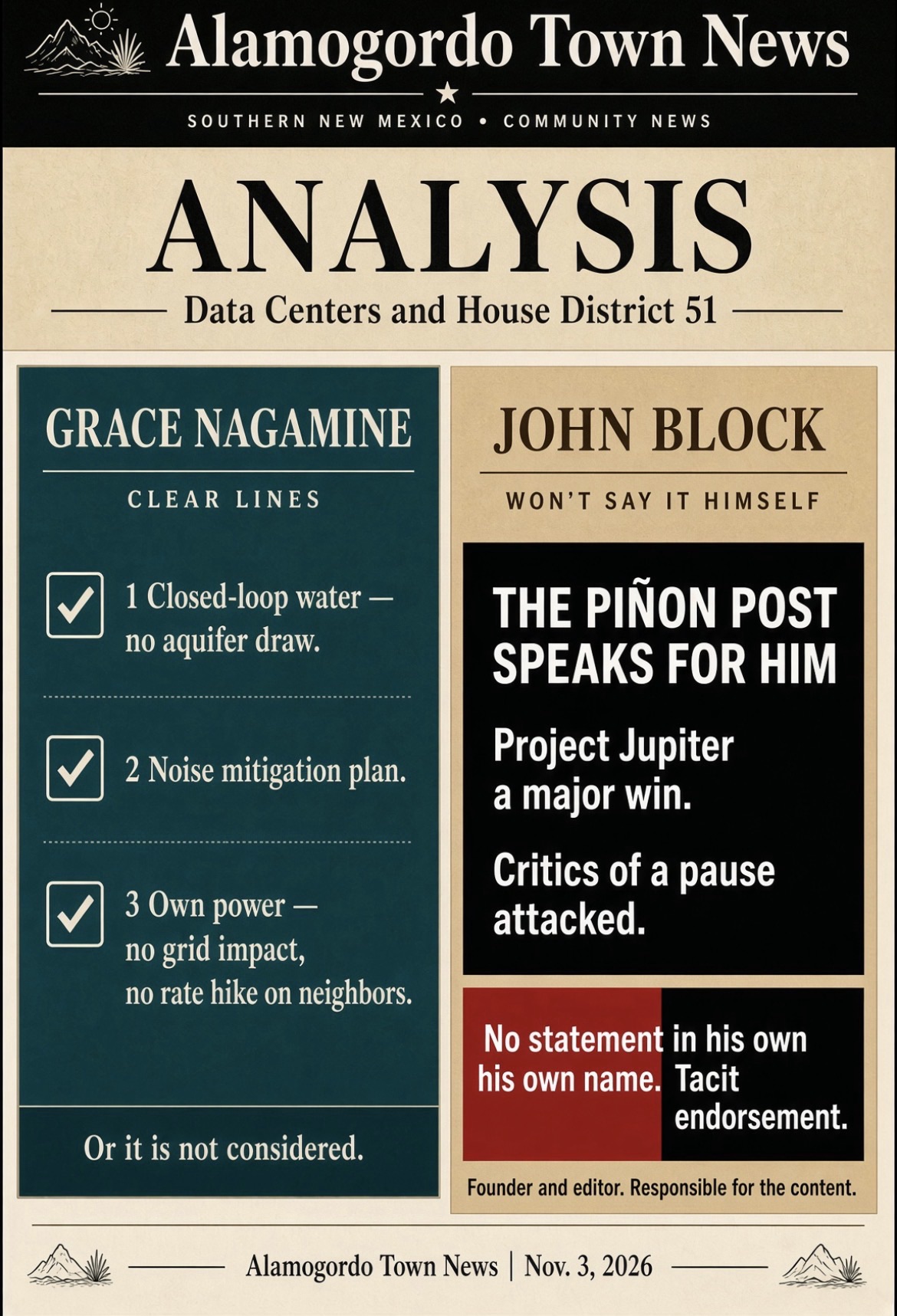 Analysis: Nagamine Draws Clear Lines on Data Centers While Block Lets His News Site Speak for Him